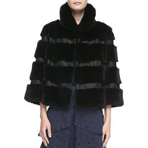 Diane von Furstenberg Loretta Cropped Banded Fur Jacket